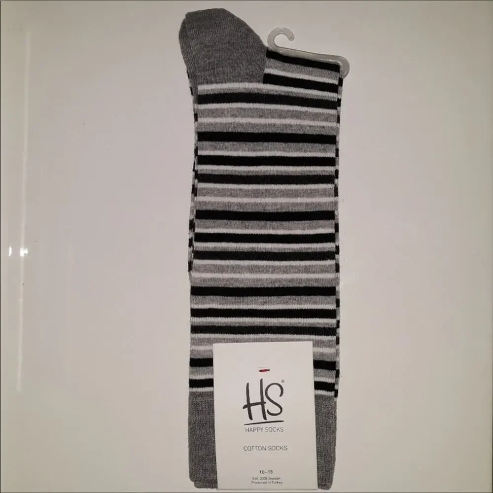 Happy Socks Gray Black White Stripe Shoe Size 8-12